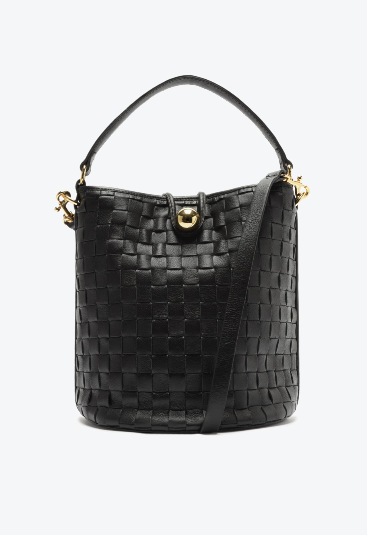 TRESSE BK×GLD Bolsa Bucket Preta Schutz Daila Média Couro Tressê | ZZ MALL