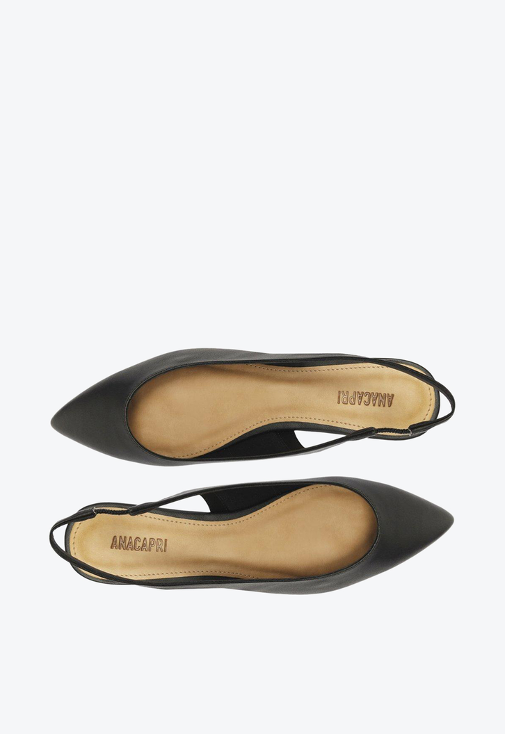 Sapatilha Preta Anacapri Slingback Bico Fino