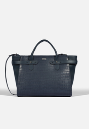 Bolsa Tote Grande Mila Croco Azul