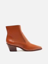 Bota Marrom Arezzo Couro Cano Curto Bico Fino