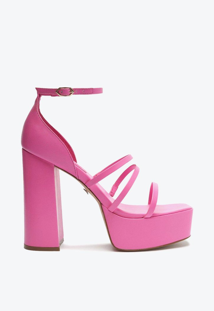 Sandália Meia Pata Rosa Arezzo Couro Tiras