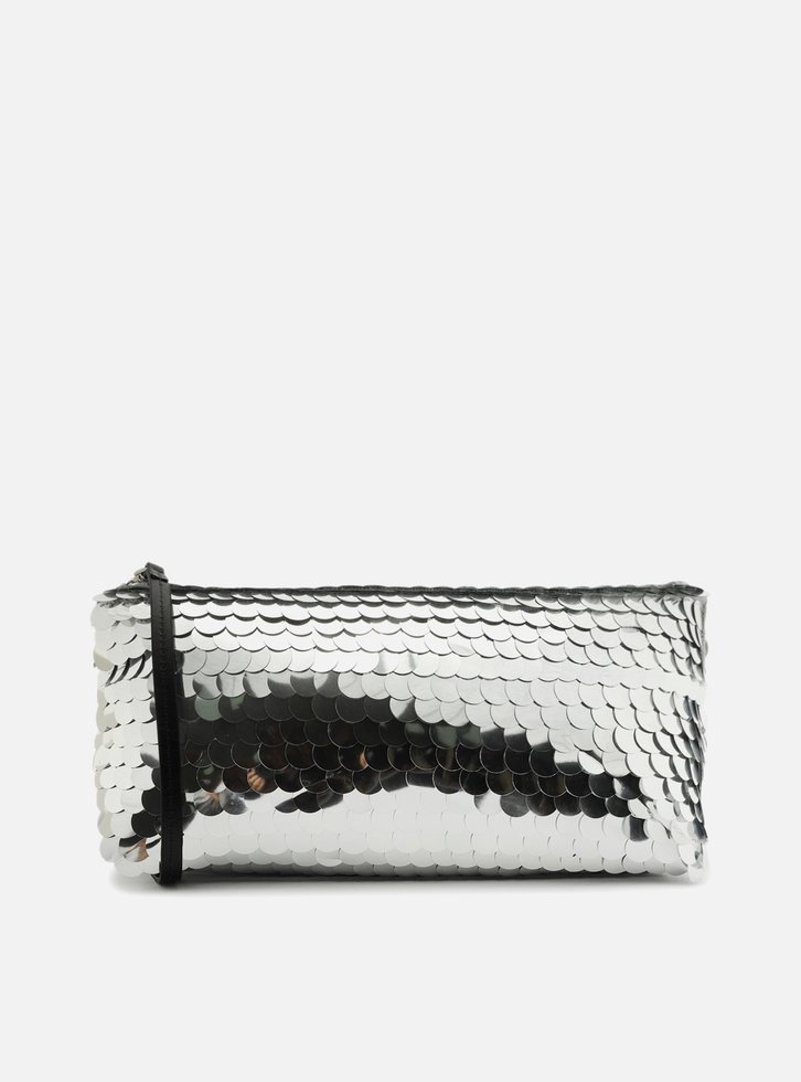Clutch Prata Arezzo Média Maxi Paetês
