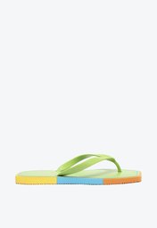 Chinelo De Dedo Verde Arezzo Brizza Sola Multicolorida Bico Quadrado Square