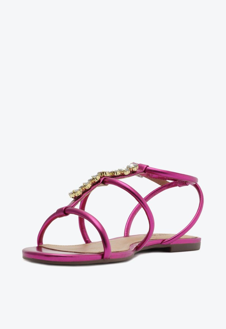 Rasteira Gladiadora Rosa Pink Metalizada Anacapri Pedraria