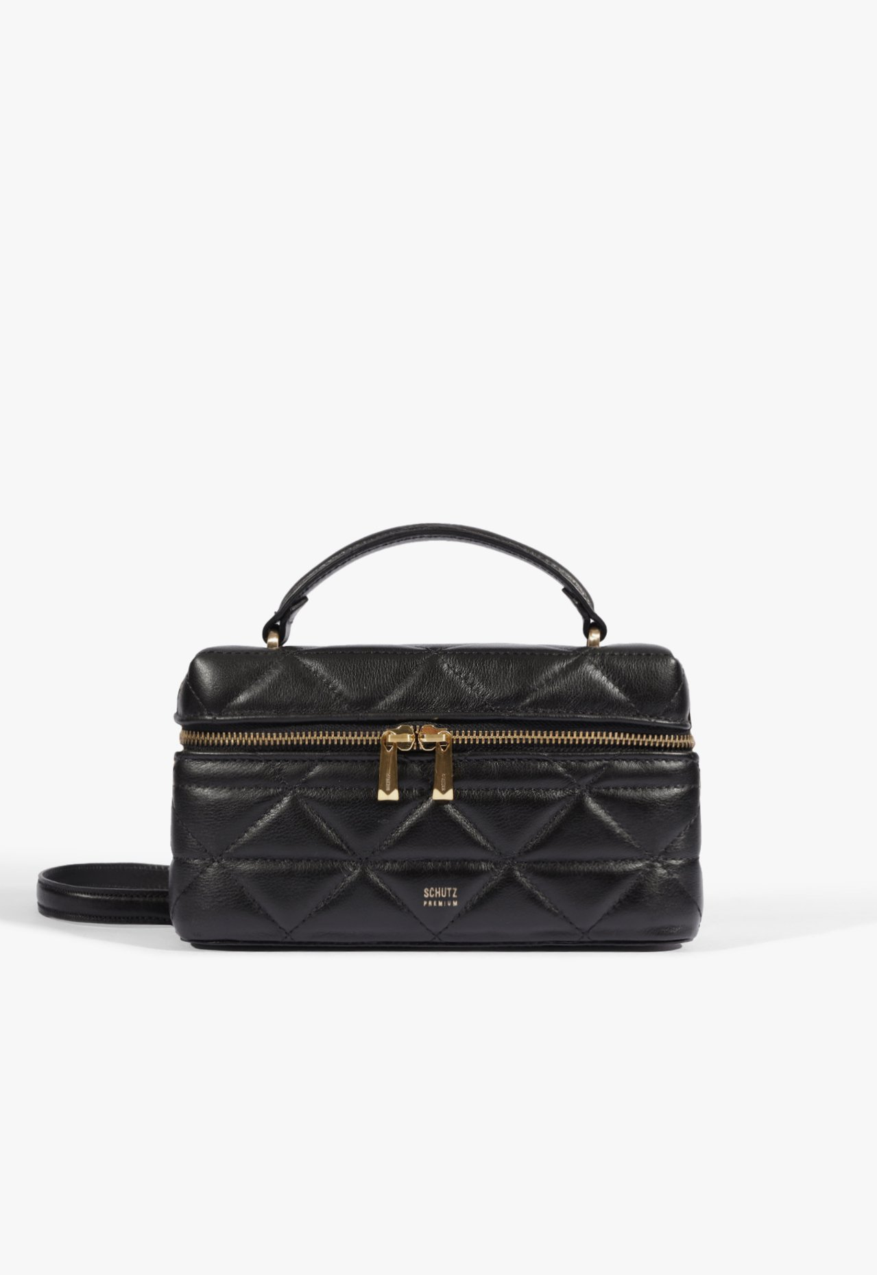 Bolsa Satchel Vanity Média Couro Preta | ZZ MALL