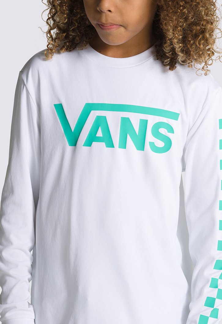 Camiseta Vans Classic Checker Sun Ls White Waterfall Infantil