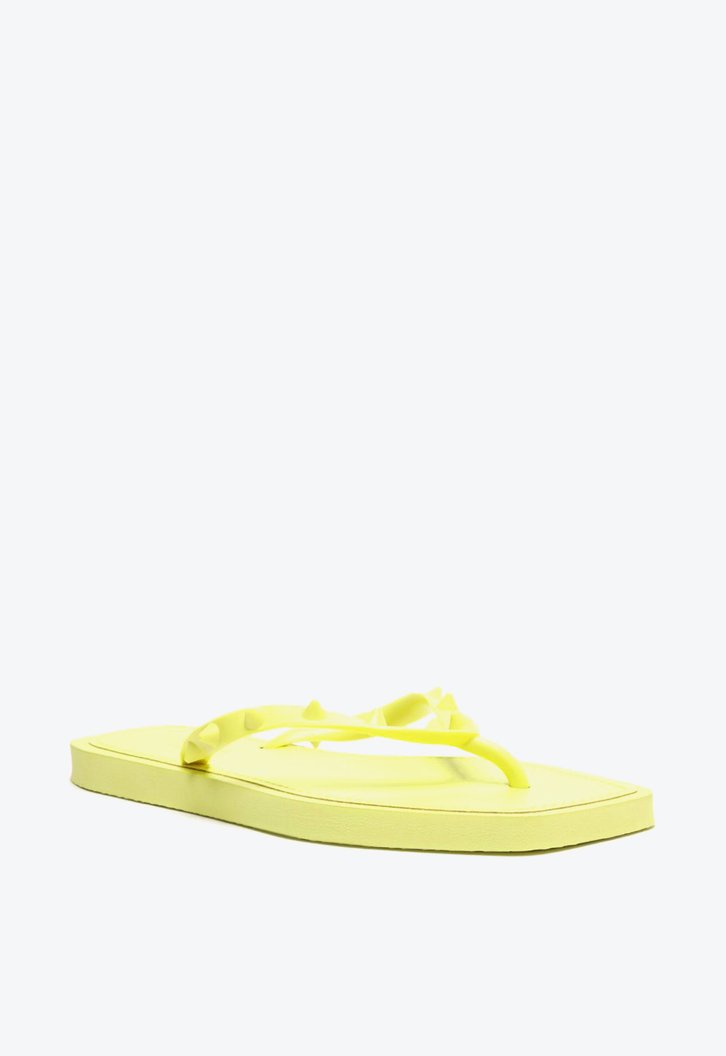 Chinelo De Dedo Amarelo Brizza Bico Quadrado Rock