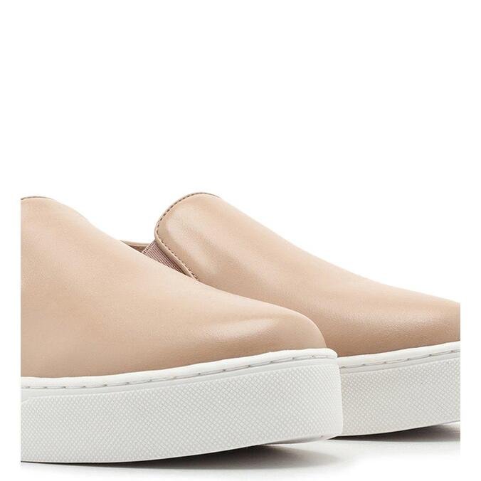 Tênis Arezzo Slip On Couro Nappa Light Cream