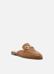 Mule Marrom Arezzo Couro Bridão Metálico Básica