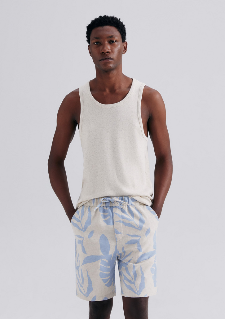 Bermuda Azul Hering Masculina Estampada Com Linho