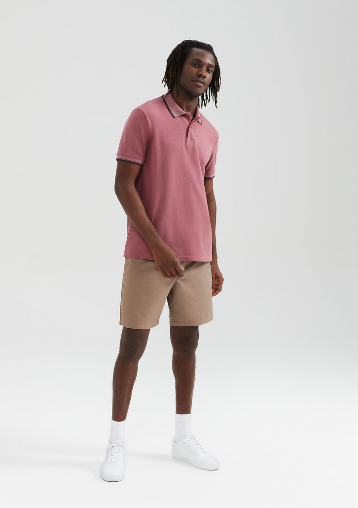 Camisa Polo Básica Rosa Hering Manga Curta Em Piquet