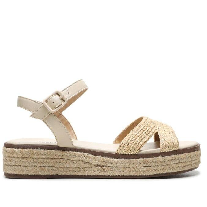 sandália flatform palha