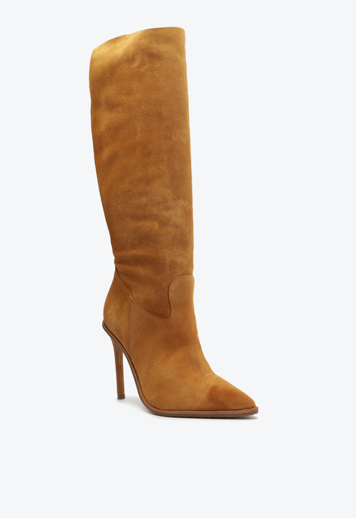 Bota Salto Fino Cristin Camurça Caramelo