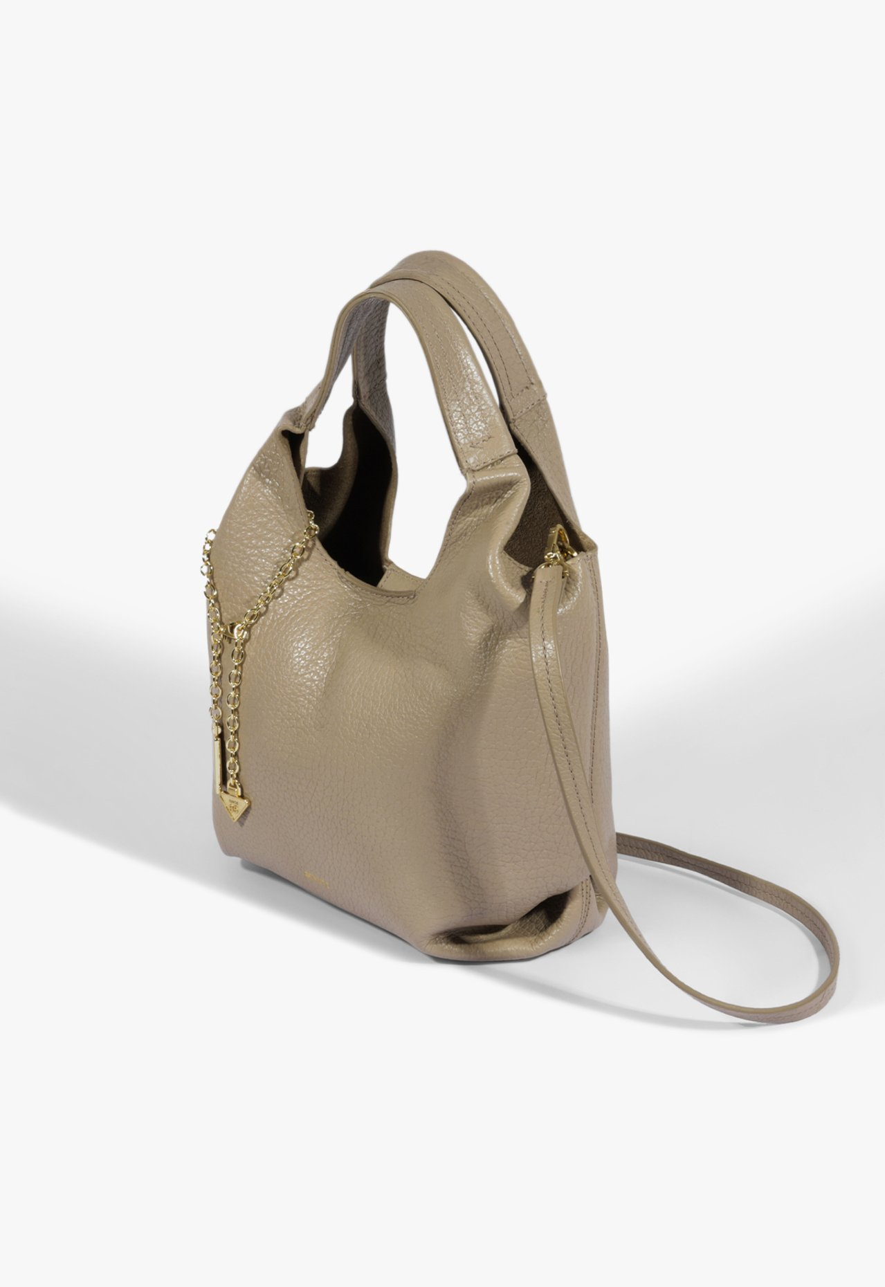 Agnes‪‪❤︎‬ Bolsa Hobo Mini Agnes Couro Cinza | ZZ MALL