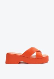 Sandália Plataforma Laranja Anacapri Tiras Cruzadas