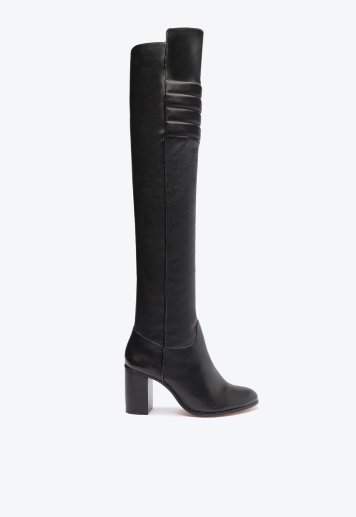 Bota Over The Knee Salto Baixo Preta