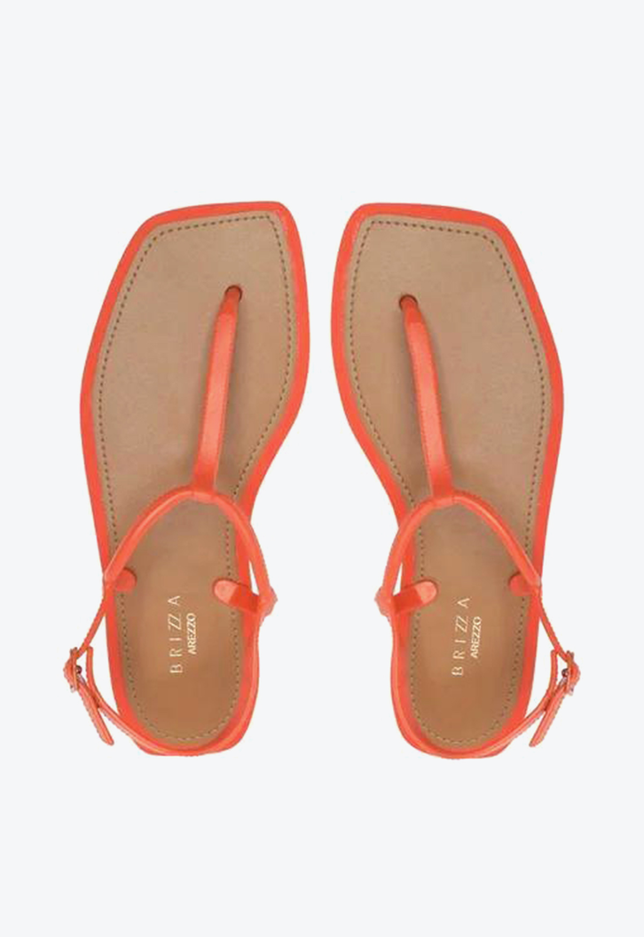Sandália Rasteira Laranja Brizza Slim Square