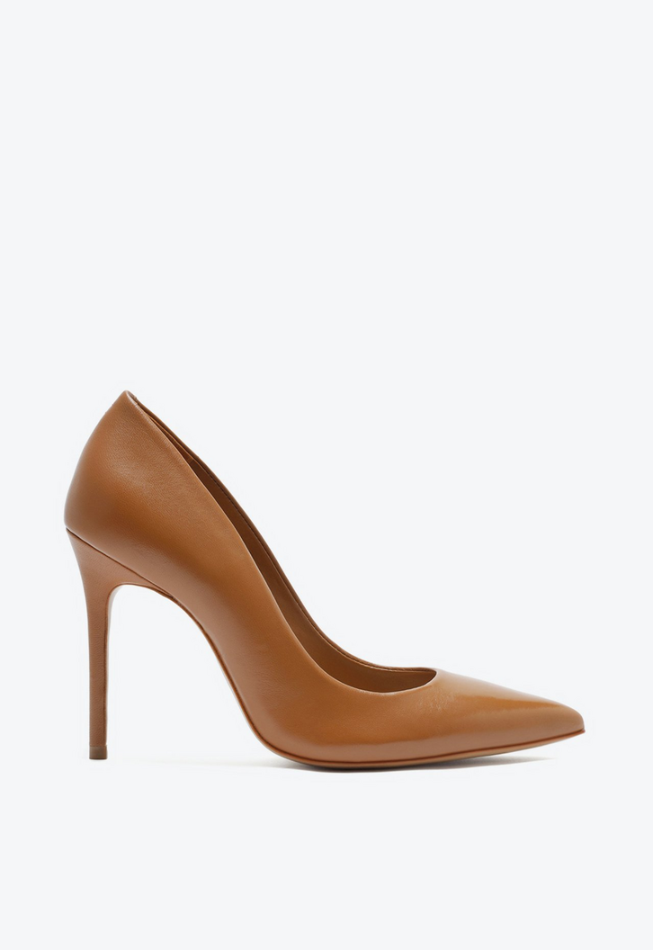Sapato Scarpin Salto Alto Couro Marrom
