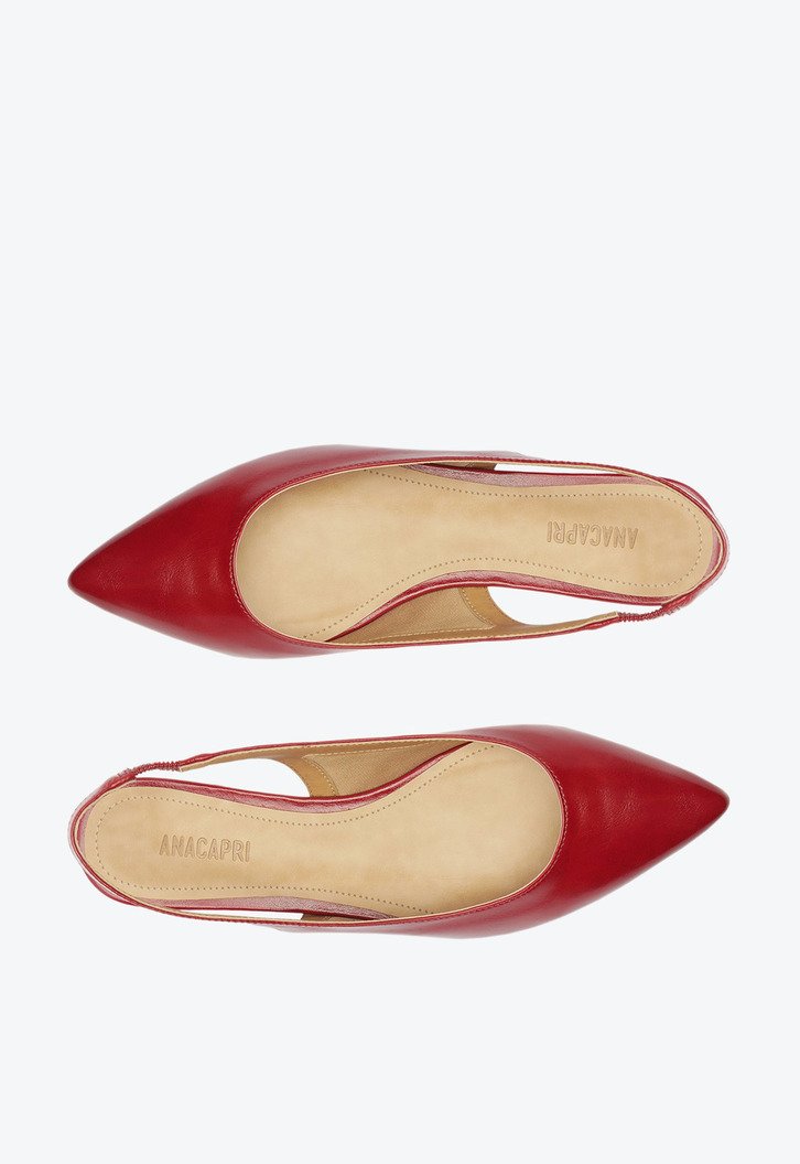 Sapatilha Slingback Bico Fino Vermelho