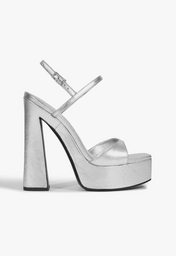 Sandália Salto Arlene Couro Prata