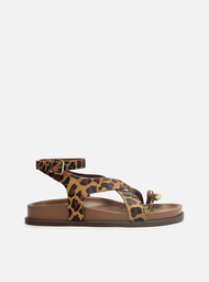 Sandália Papete Animal Print Onça Metal Bold