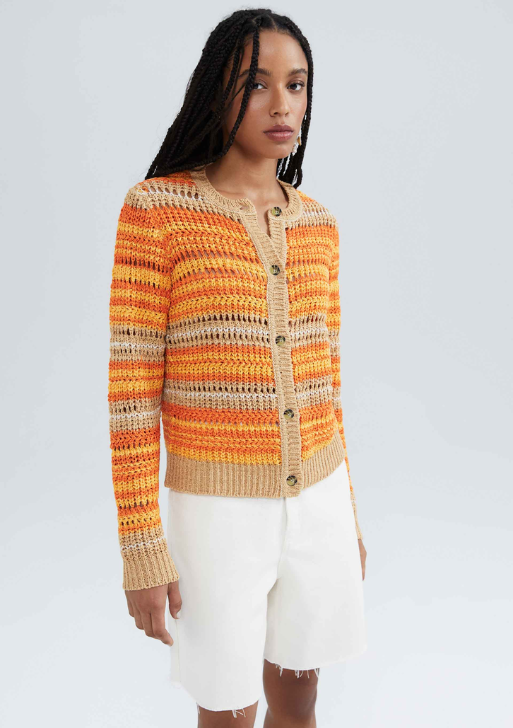 Cardigan Laranja Hering Em Tricô Fio Tinto | ZZ MALL