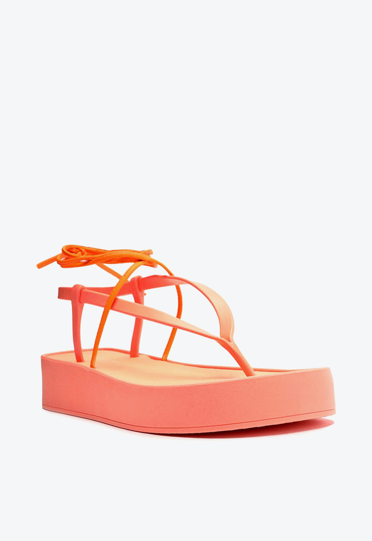 Sandália Flatform Laranja Brizza  Amarração