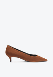 Sapato Scarpin Marrom Schutz Laura Mid Camurça