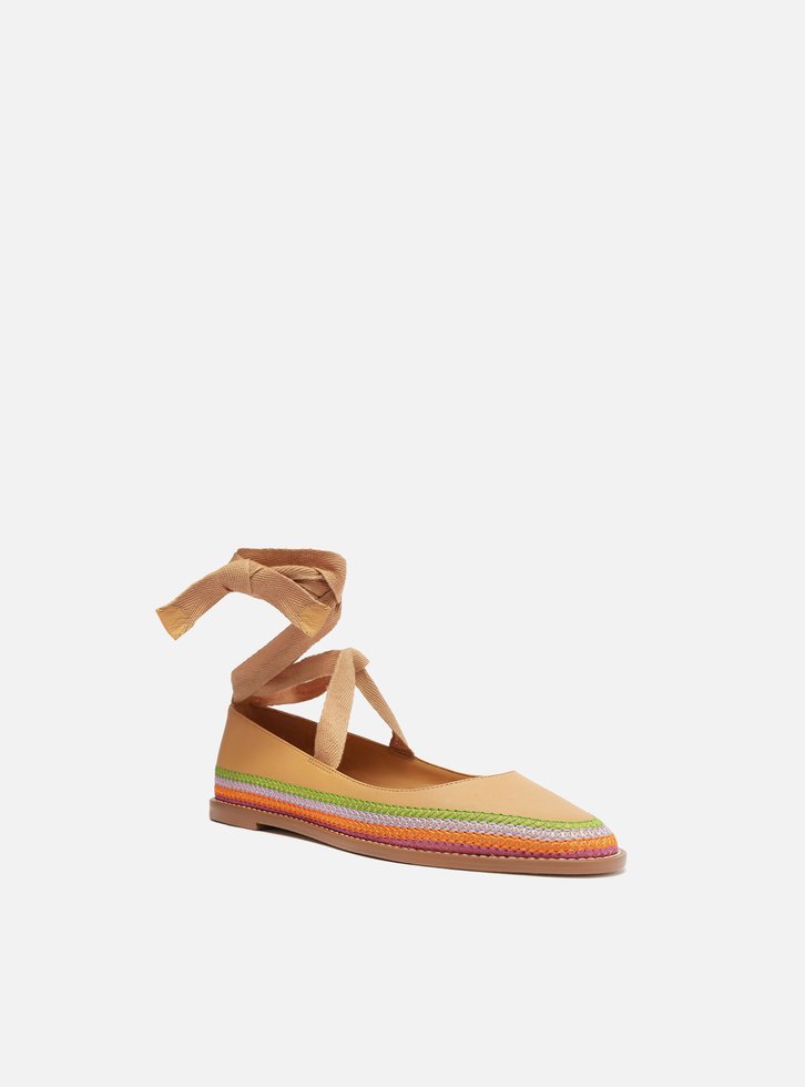 Espadrille Nude Couro Rasteira Color