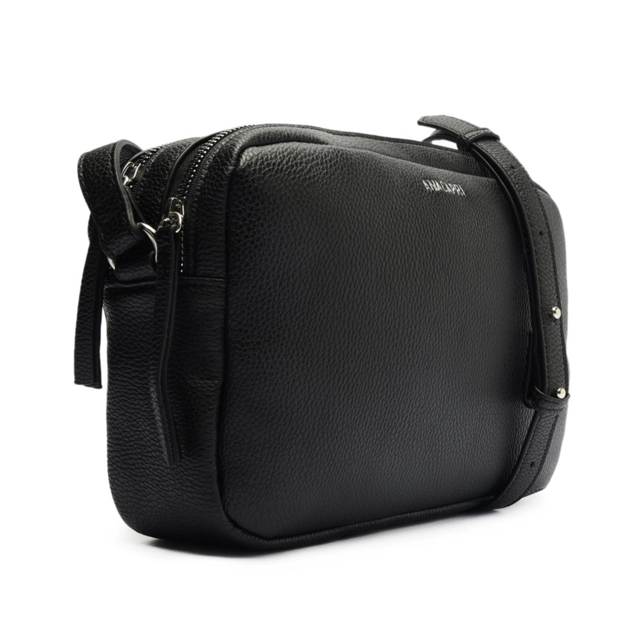Crossbody Preta Anacapri Zíper Duplo Médio | ZZ MALL