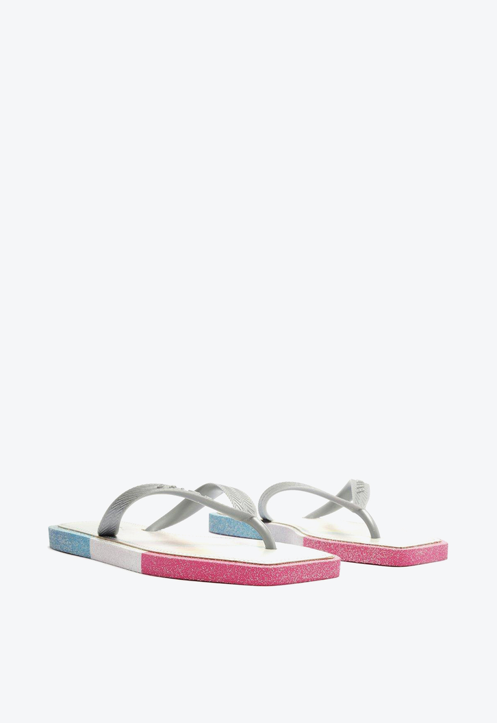 Chinelo De Dedo Prata Brizza Color Glitter Square