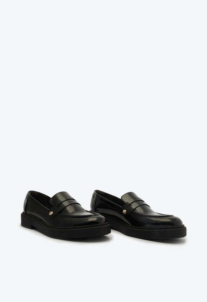 Mocassim Preto Verniz Detalhe Removível