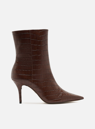 Bota Marrom Arezzo Croco Cano Médio Salto Fino