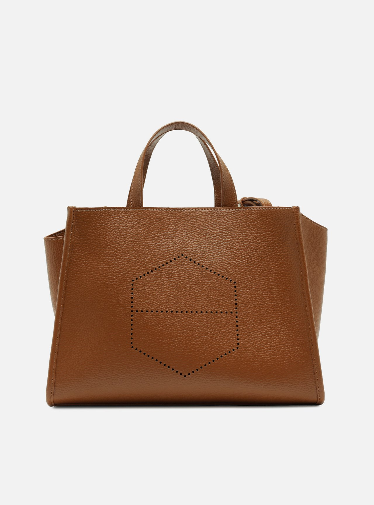 Bolsa Tote Marrom Grande Logo Perfurado Bolsa Tote Marrom Grande Logo Perfurado