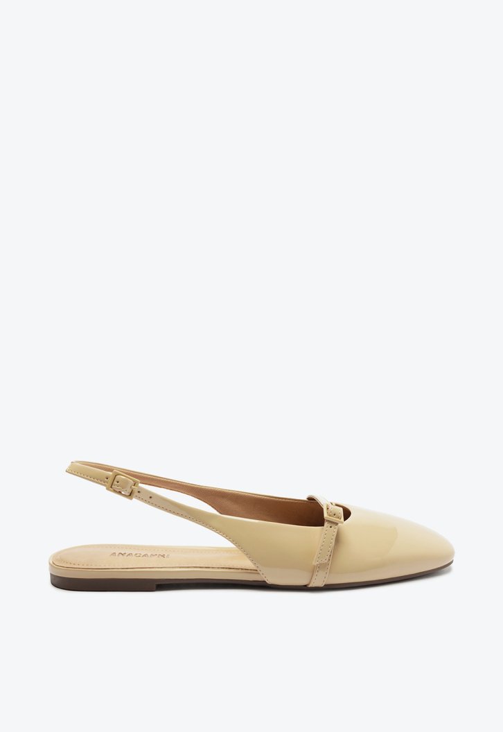 Sapatilha Bege Anacapri Slingback Verniz Tira Fechamento