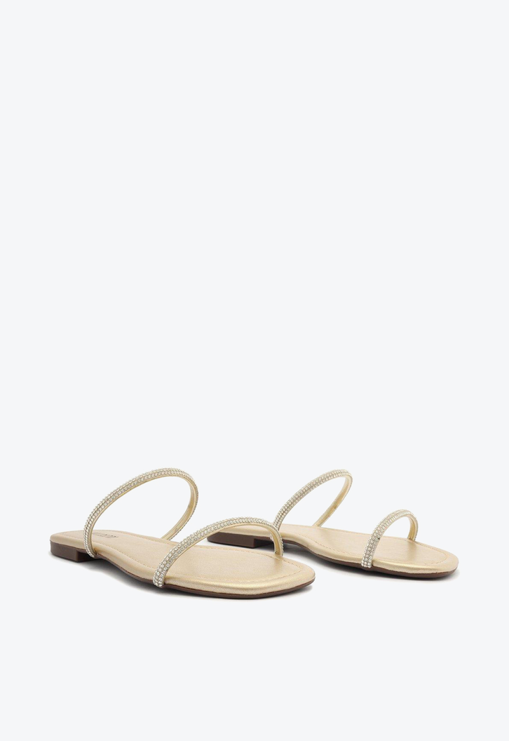Rasteira Dourado Anacapri Champagne Tiras Brilhosas