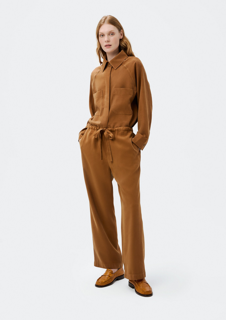 Calça Reta Marrom Hering Com Amarração