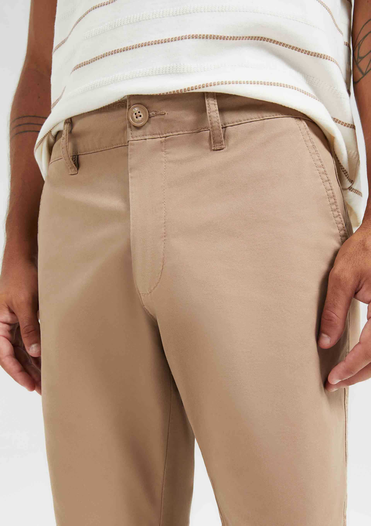Bermuda Marrom Clara Hering Básica Chino Reta Em Sarja