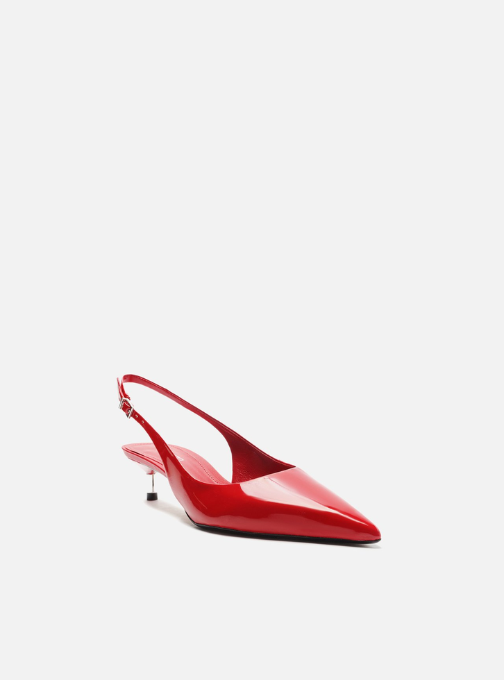 Scarpin Vermelho Arezzo Verniz Salto Kitten Slingback