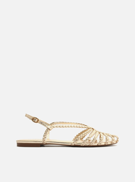 Sandália Rasteira Dourada Arezzo Tiras Huarache
