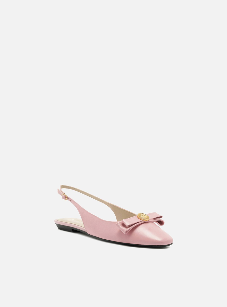 Sapatilha Rosa Arezzo Couro Slingback Laço Medalha