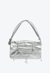 Bolsa Prateada Schutz Shoulder Couro Enrugado