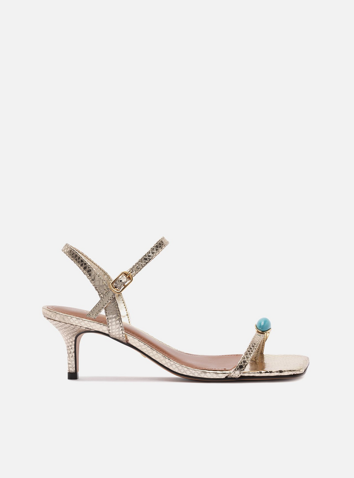 Sandália Dourada Salto Fino