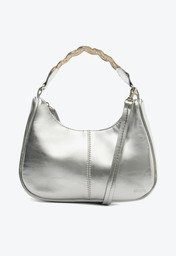 Bolsa Tiracolo Média Ondulada Platino Prata