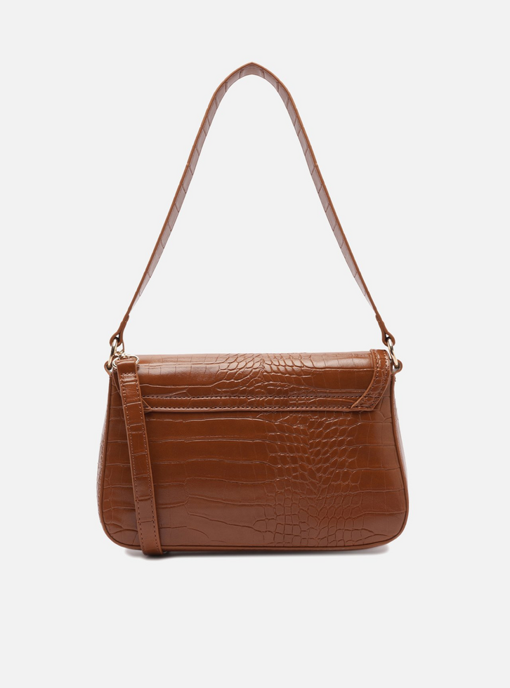 Bolsa Tiracolo Marrom Média Croco | ZZ MALL