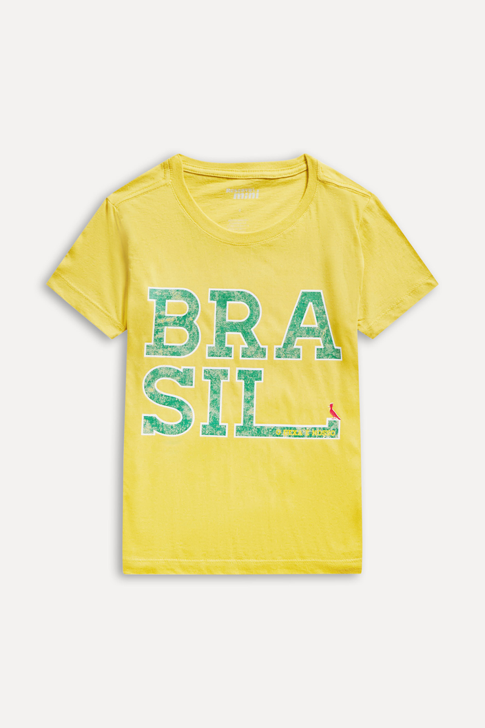 CAMISETA AMARELA RESERVA MINI ESTAMPADA BRASIL