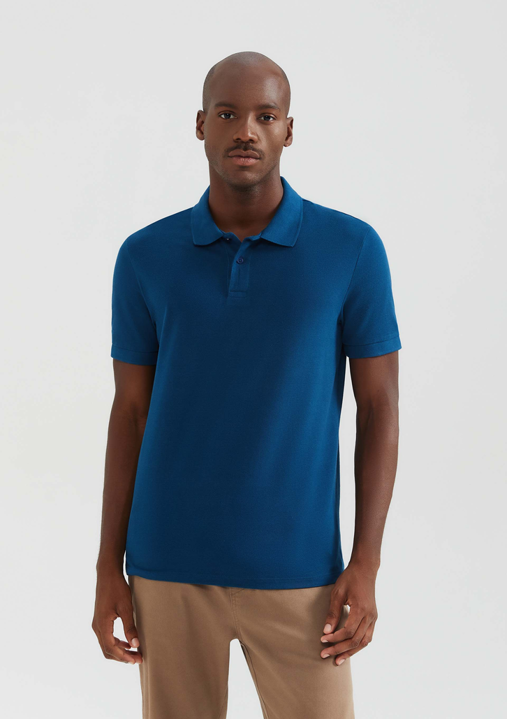Camisa Polo Básica Azul Marinho Hering Manga Curta Em Piquet