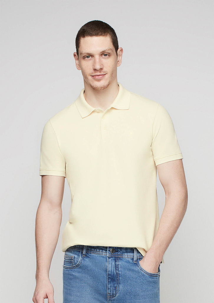 Camisa Polo Amarela Dzarm Em Malha Piquet