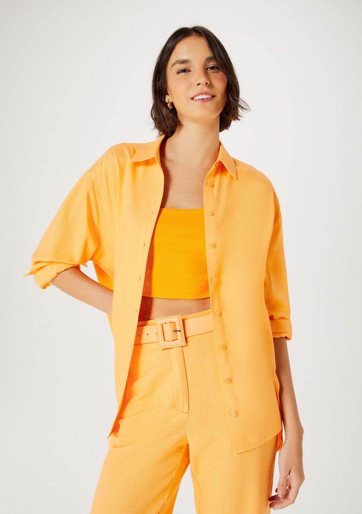 Camisa Laranja Hering Manga Longa Ampla
