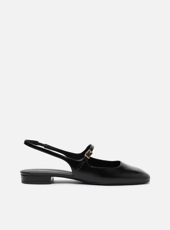 Sapatilha Boneca Preta Couro Slingback Classic | ZZ MALL